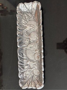 Arthur Court Decorative Silver Tone Rabbit Motif Dish